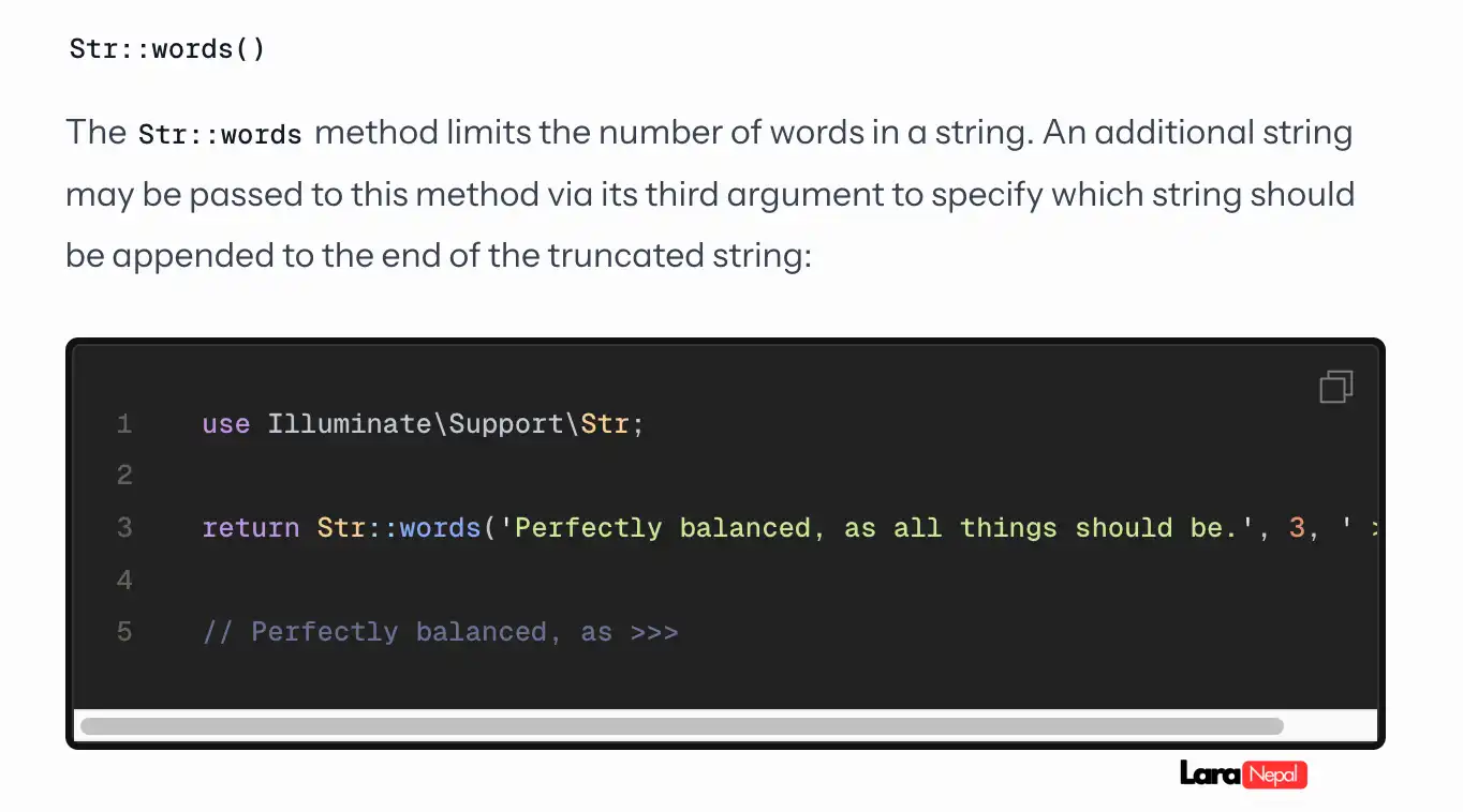 Laravel’s Str::words() Helper: Limit Text Like a Pro